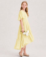 Daffodil Chiffon A-line Junior Bridesmaid Dress Side View