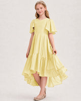 Daffodil Chiffon A-line Junior Bridesmaid Dress Front View