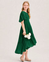 Dark Green Chiffon A-line Junior Bridesmaid Dress Side View