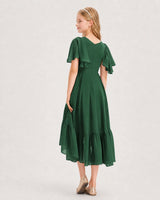 Emerald Green Chiffon A-line Junior Bridesmaid Dress Back View