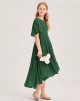 Emerald Green Chiffon A-line Junior Bridesmaid Dress Side View