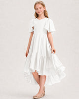 Ivory Chiffon A-line Junior Bridesmaid Dress Front View
