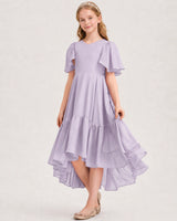 Lavender Chiffon A-line Junior Bridesmaid Dress Front View