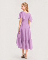 Lilac Chiffon A-line Junior Bridesmaid Dress Side View