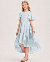 Mist Chiffon A-line Junior Bridesmaid Dress Front View