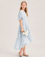 Mist Chiffon A-line Junior Bridesmaid Dress Side View