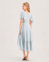 Mist Chiffon A-line Junior Bridesmaid Dress Back View