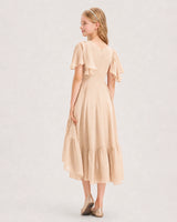 Peach Chiffon A-line Junior Bridesmaid Dress Back View
