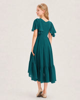 Peacock Chiffon A-line Junior Bridesmaid Dress Back View