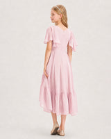 Pink Chiffon A-line Junior Bridesmaid Dress Side View