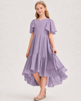 Wisteria Chiffon A-line Junior Bridesmaid Dress Front View