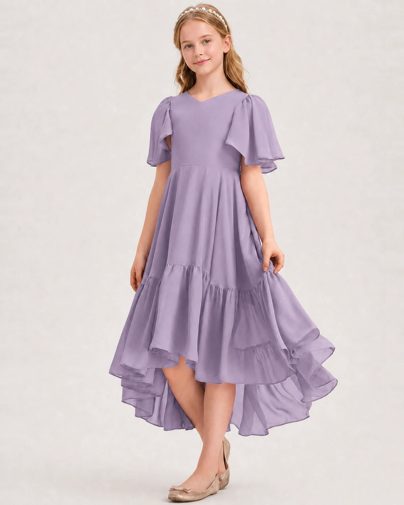 Wisteria Chiffon A-line Junior Bridesmaid Dress Front View