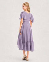 Wisteria Chiffon A-line Junior Bridesmaid Dress Back View
