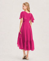 Hot Pink Chiffon A-line Junior Bridesmaid Dress Back View