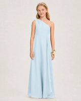 Baby Blue Chiffon A-line Junior Bridesmaid Dress Front View