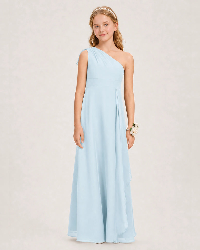 Baby Blue Chiffon A-line Junior Bridesmaid Dress Front View