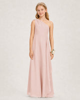 Blush Pink Chiffon A-line Junior Bridesmaid Dress Front View