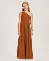 Burnt Orange Chiffon A-line Junior Bridesmaid Dress Front View