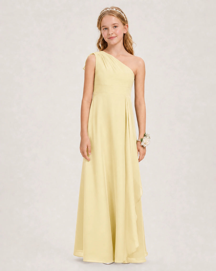 Daffodil Chiffon A-line Junior Bridesmaid Dress Front View