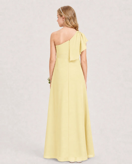 Daffodil Chiffon A-line Junior Bridesmaid Dress Back View