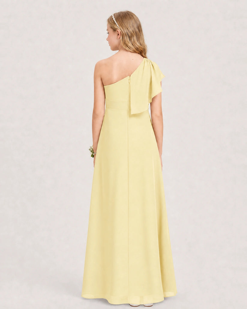 Daffodil Chiffon A-line Junior Bridesmaid Dress Back View