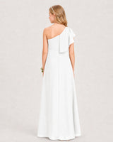 Ivory Chiffon A-line Junior Bridesmaid Dress Back View