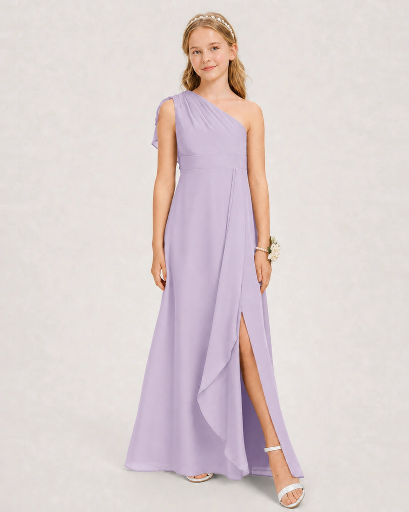 Lavender Chiffon A-line Junior Bridesmaid Dress Front View
