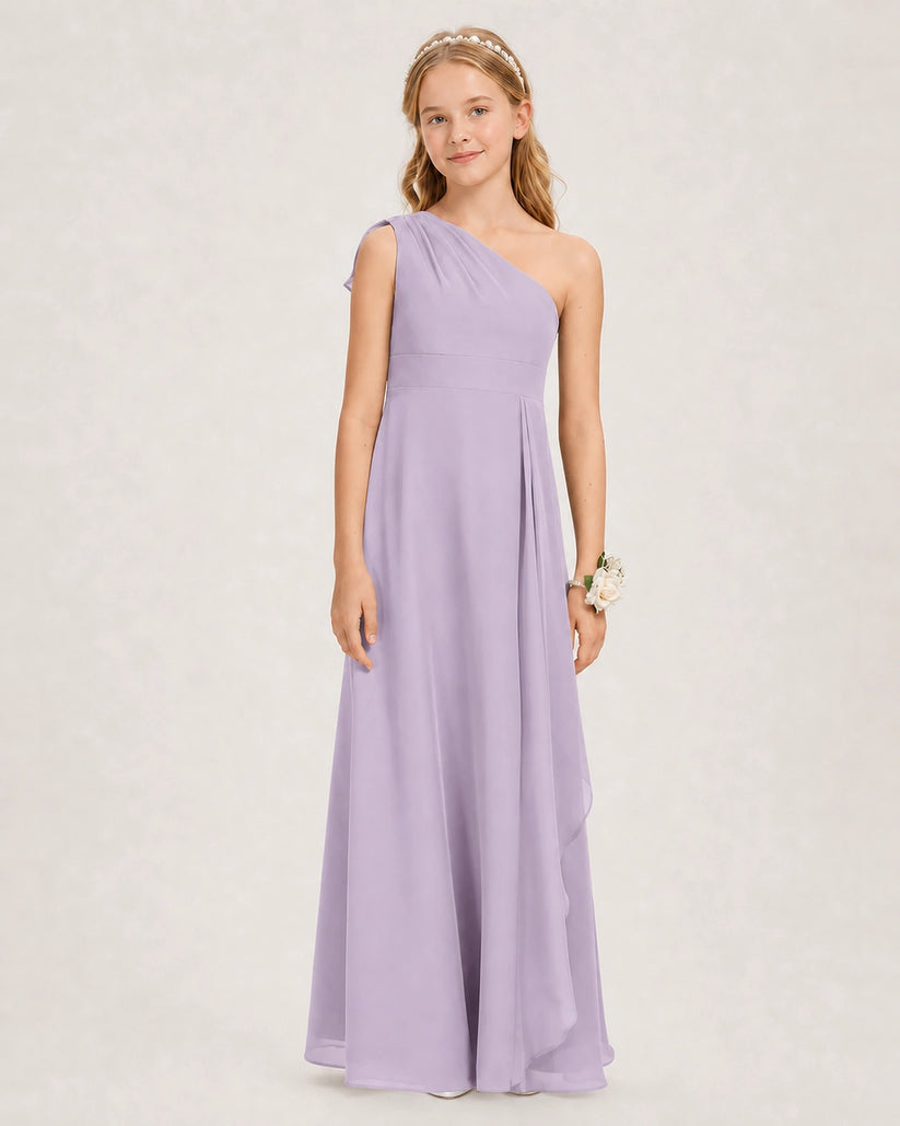 Lavender Chiffon A-line Junior Bridesmaid Dress Front View