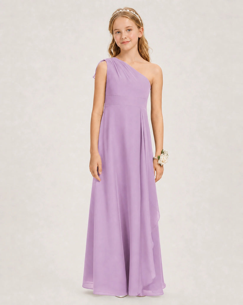 Lilac Chiffon A-line Junior Bridesmaid Dress Front View