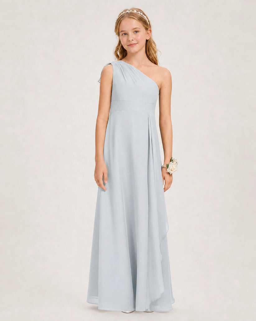 Mist Chiffon A-line Junior Bridesmaid Dress Front View