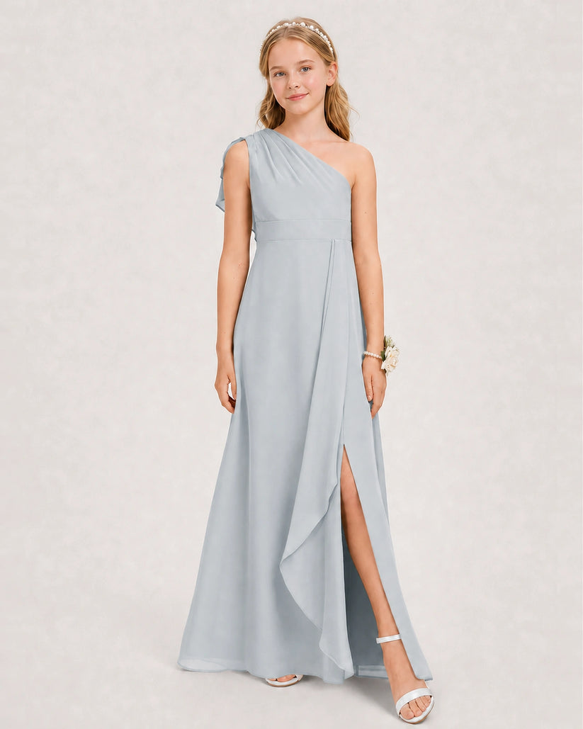 Mist Chiffon A-line Junior Bridesmaid Dress Front View