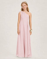 Pink Chiffon A-line Junior Bridesmaid Dress Front View