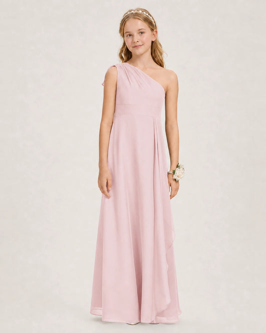 Pink Chiffon A-line Junior Bridesmaid Dress Front View