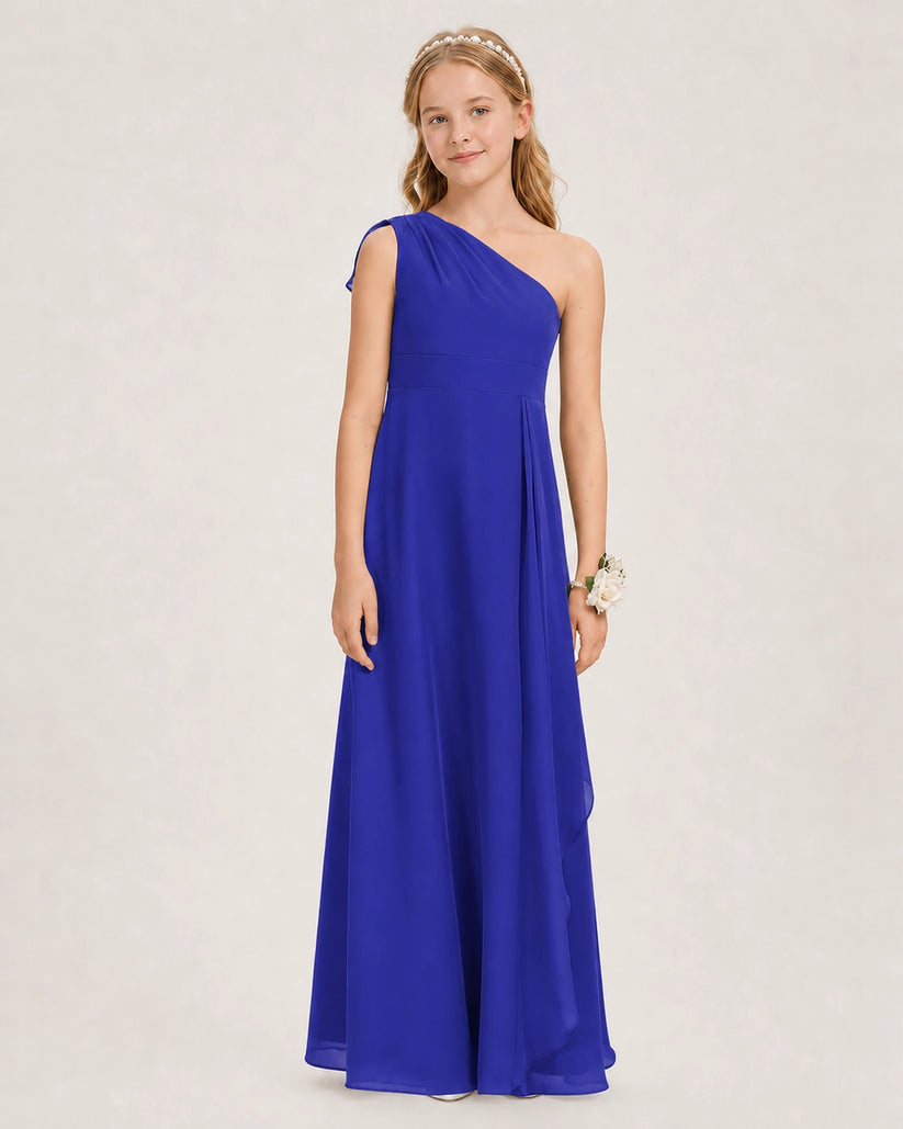 Royal Blue Chiffon A-line Junior Bridesmaid Dress Front View