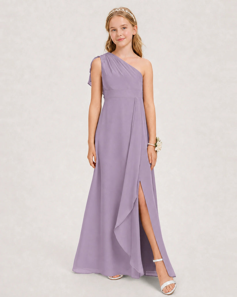 Wisteria Chiffon A-line Junior Bridesmaid Dress Front View