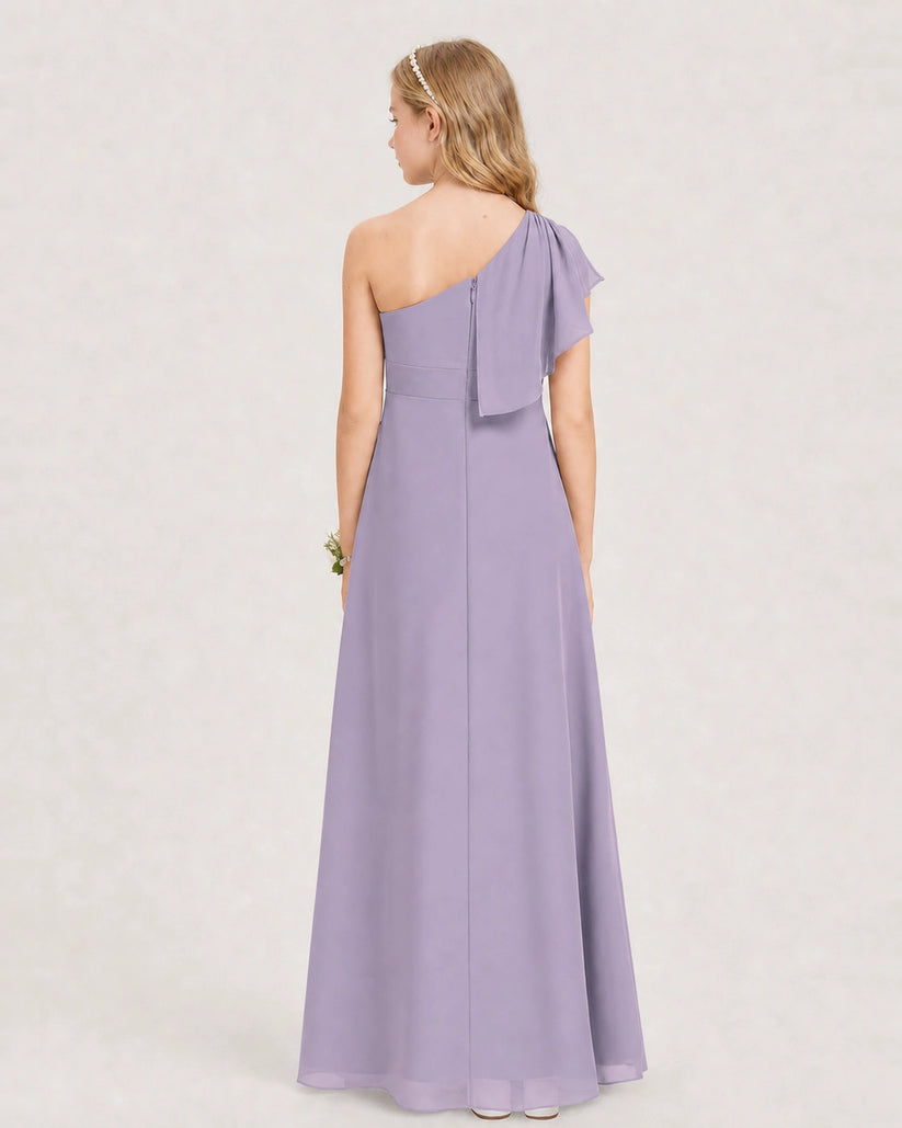 Wisteria Chiffon A-line Junior Bridesmaid Dress Back View