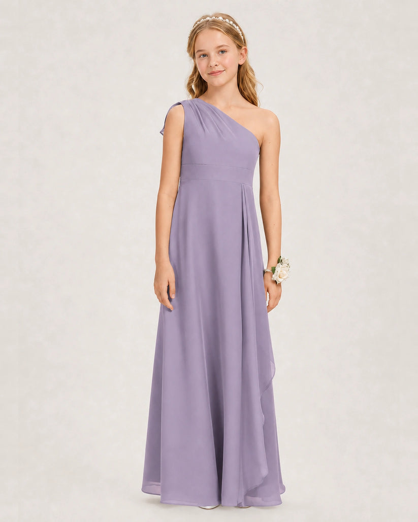 Wisteria Chiffon A-line Junior Bridesmaid Dress Front View