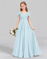 Baby Blue A-line Junior Bridesmaid Dress Front
