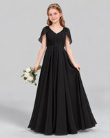 Black A-line Junior Bridesmaid Dress Front