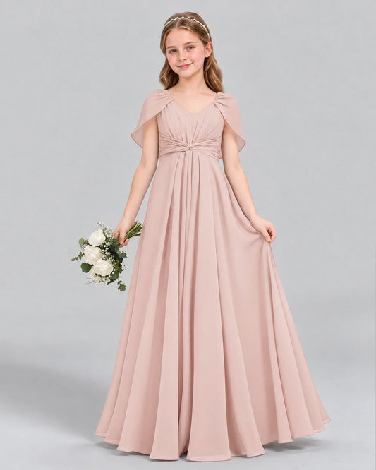Blush Pink A-line Junior Bridesmaid Dress Front