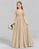 Champagne A-line Junior Bridesmaid Dress Front