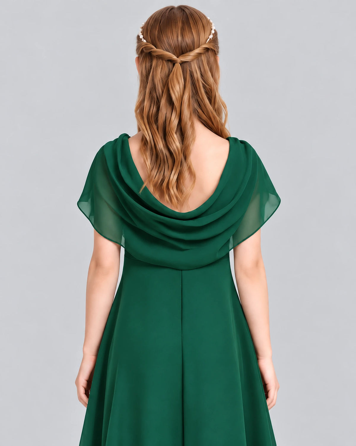 Dark Green A-line Junior Bridesmaid Dress Back_Detail [Shared]