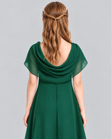 Dark Green A-line Junior Bridesmaid Dress Back_Detail [Shared]