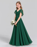 Dark Green A-line Junior Bridesmaid Dress Side [Shared]