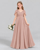 Dusty Rose A-line Junior Bridesmaid Dress Front