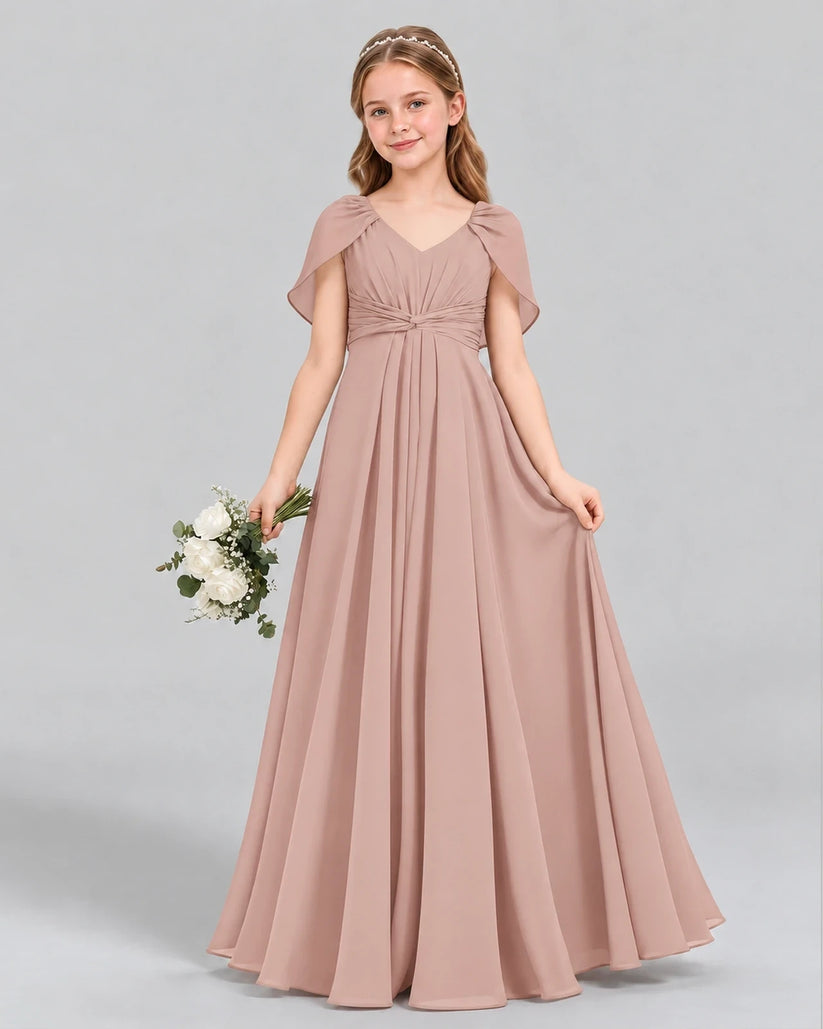 Dusty Rose A-line Junior Bridesmaid Dress Front
