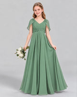 Eucalyptus A-line Junior Bridesmaid Dress Front