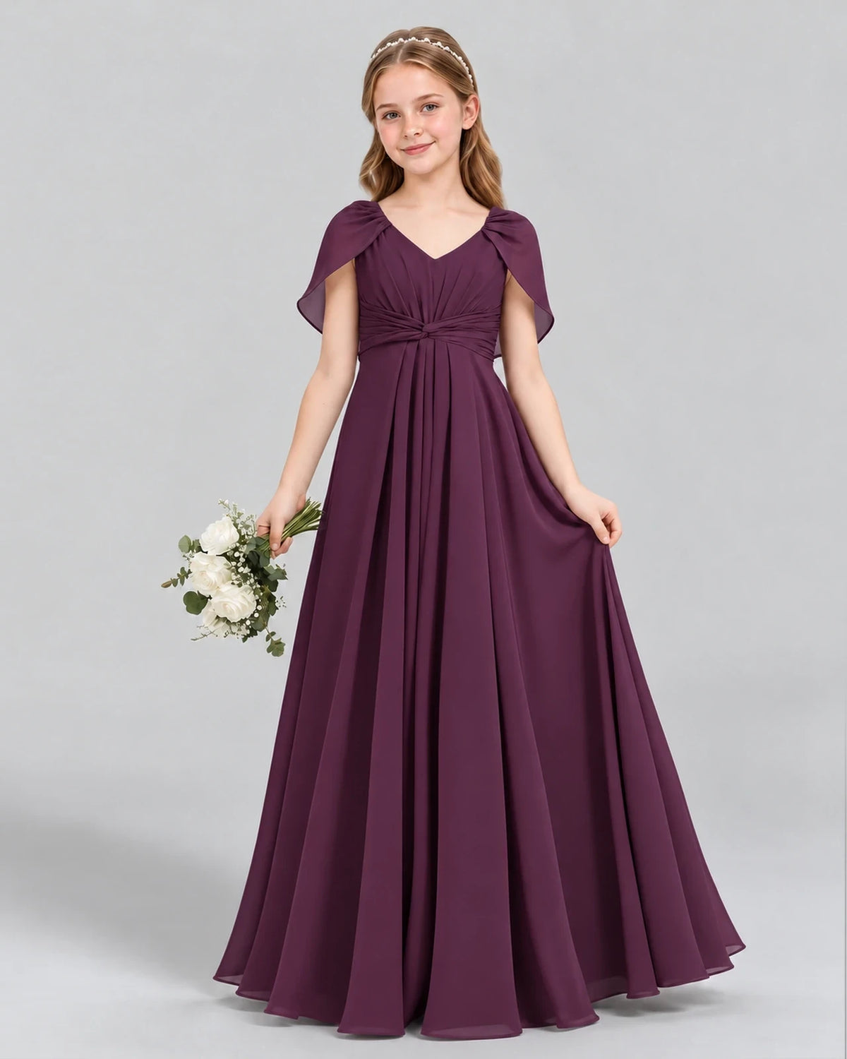 Grape A-line Junior Bridesmaid Dress Front