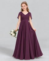 Grape A-line Junior Bridesmaid Dress Front