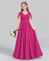 Hot Pink A-line Junior Bridesmaid Dress Front